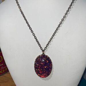 Dragon Breath Fire Opal Pendant With Rope chain necklace